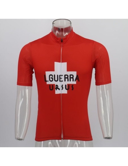 Maillot ciclista retro Learco Guerra Ursus en rojo, comodidad y estilo para tus rutas