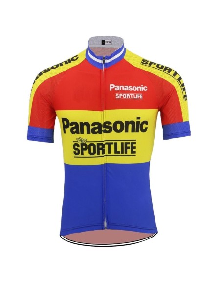 Maillot ciclista retro Panasonic Sportlife para los amantes del ciclismo de los 90