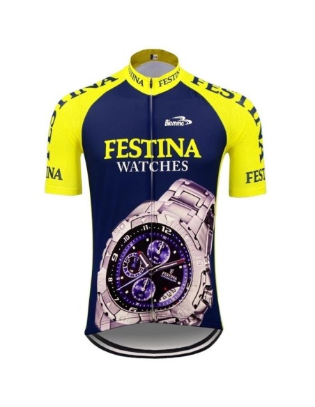 Maillot ciclista retro de Festina: estilo y comodidad sobre la bici