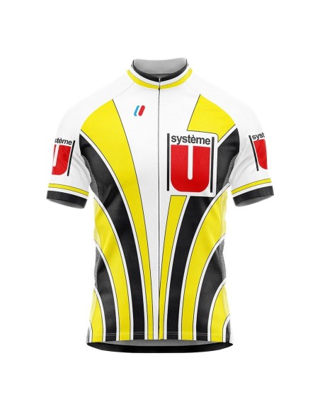 Maillot ciclista retro Systeme U, revive la época dorada del ciclismo francés