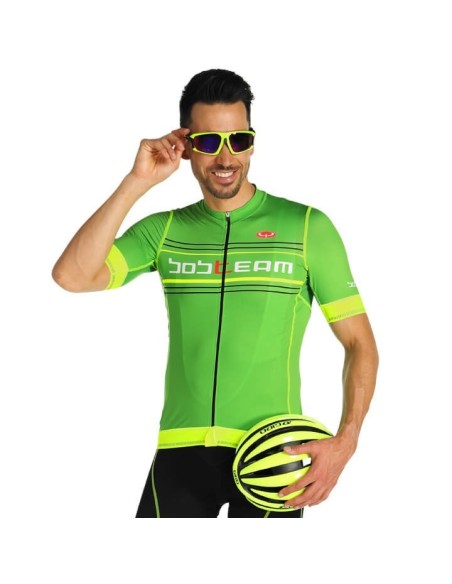 Maillot Scatto de Mangas Cortas en Verde y Amarillo Neón para tu Aventura en Bicicleta