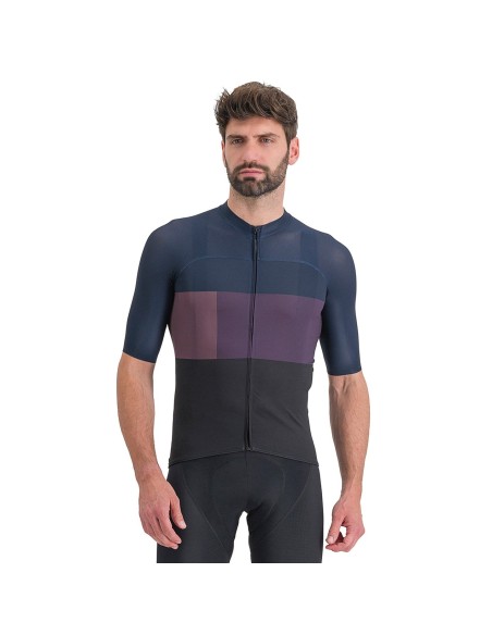 Maillot de Mangas Cortas Snap en Lila y Azul Oscuro para Lucir Genial