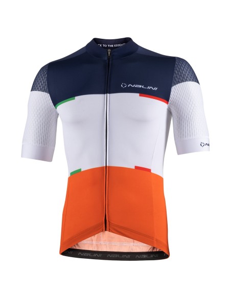 Maillot San Francisco de Mangas Cortas en Naranja y Azul Oscuro para Tu Estilo Diario