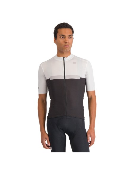 Maillot de Mangas Cortas Pista Negro y Blanco para tu Estilo Deportivo
