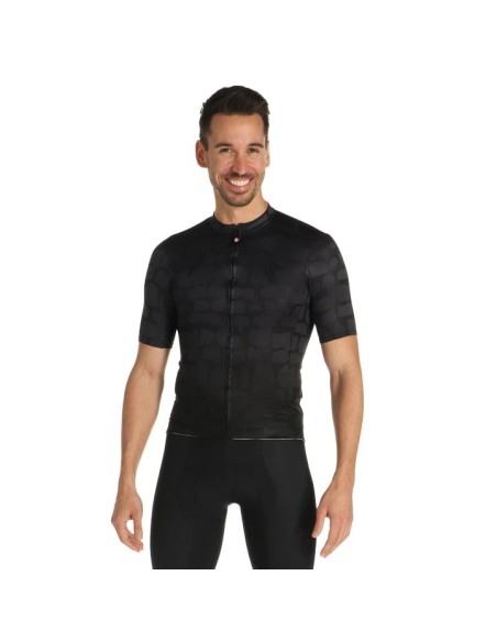Maillot de Mangas Cortas Pavé Negro para Tu Aventura en Ciclismo